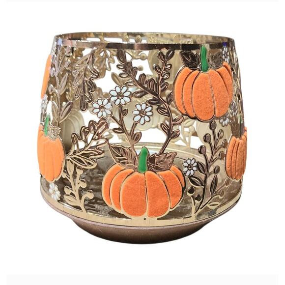VELVET PUMPKINS CANDLE HOLDER FOR 3-WICK CANDLE BY BATH AND BODY WORKS NEW! - Picture 1 of 3